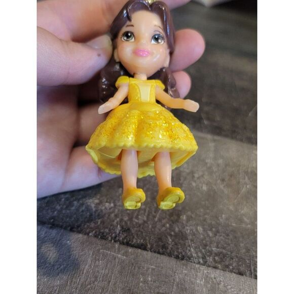 Young Belle Beauty Beast glitter yellow dress Disney toy figure - Picture 3 of 5